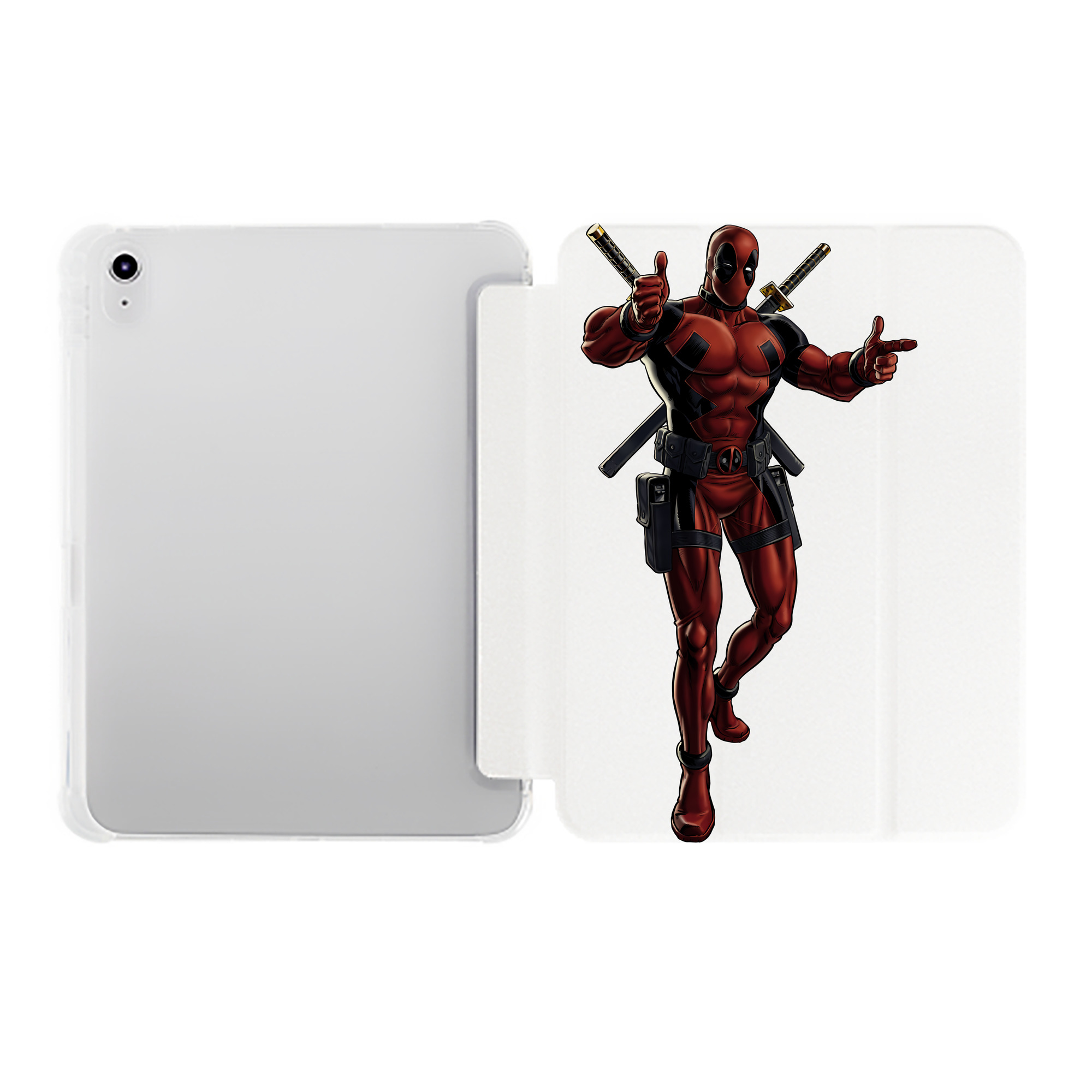 （画像用） Deadpool デッドプール IPad ケース ペン収納付き 三つ折りスタンド PUレザー×シリコン 対応機種9.5/10.5/10.9インチ